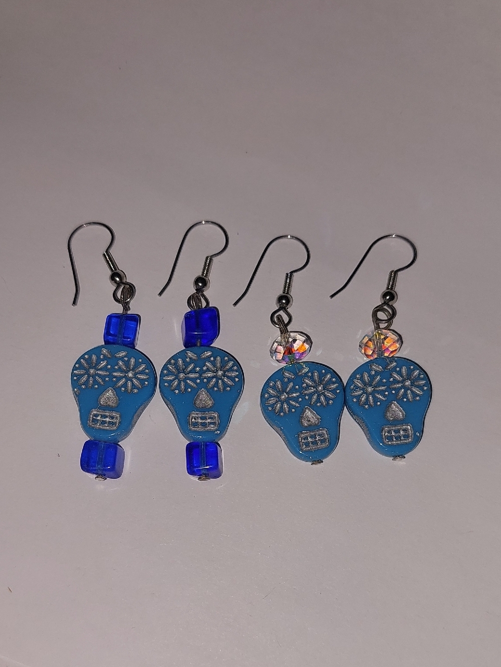 Blue Skull Day of the Dead Earrings - Pair